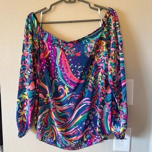 Lilly Pulitzer Vibrant Multicolor Off-Shoulder Blouse